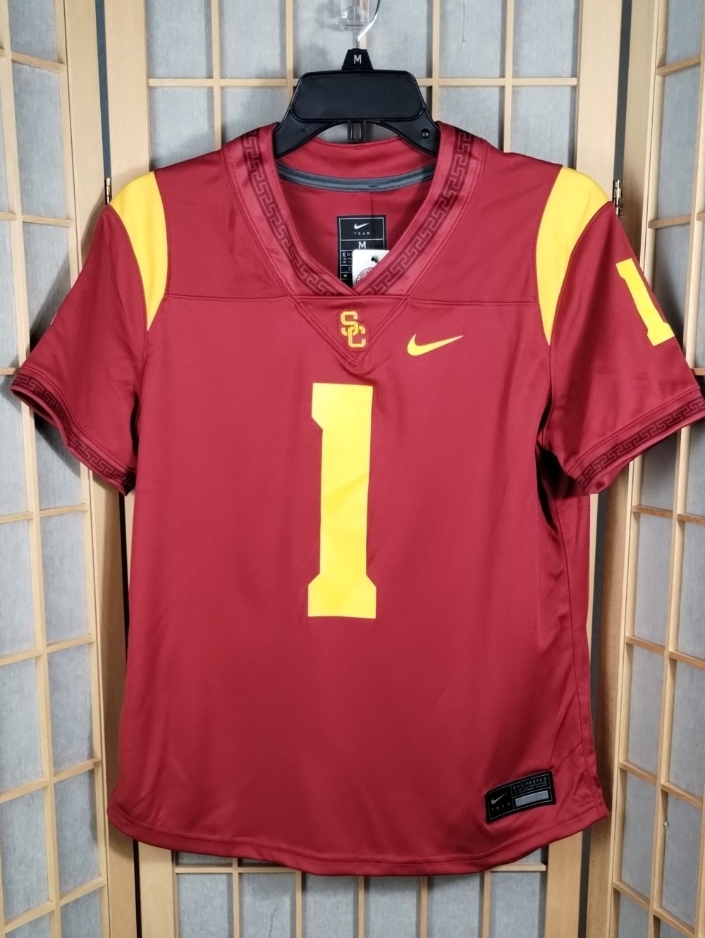 Nike Youth USC Trojan Cardinal Gold Untouchable Football Jersey #1 Size M